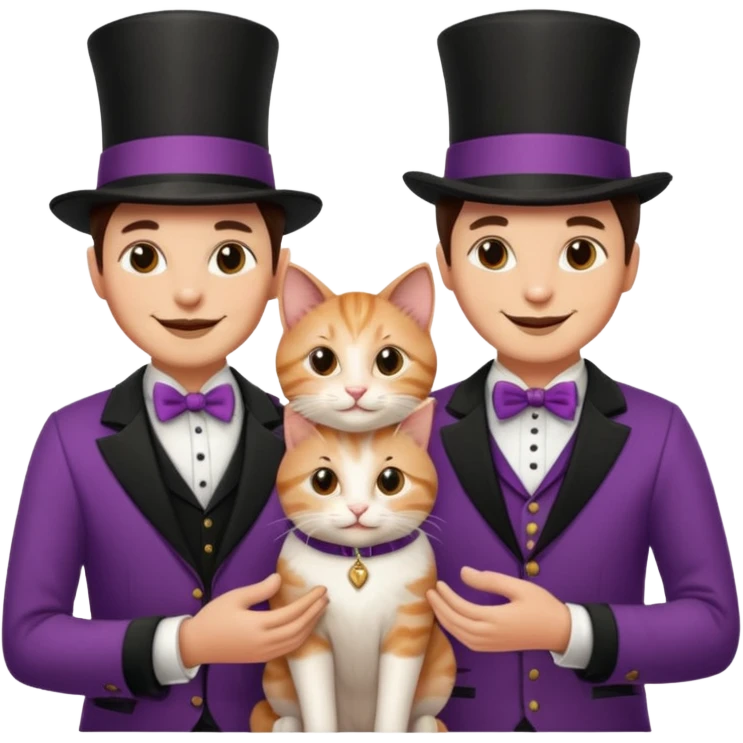 magician couple and their pet cat emoji
