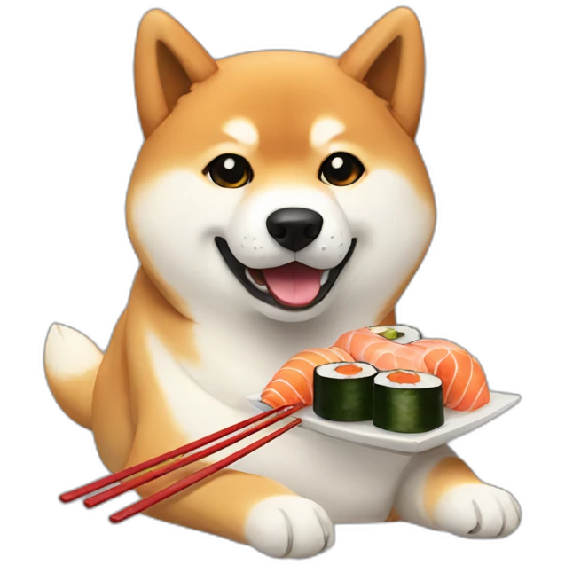 Shiba Inu having sushi emoji