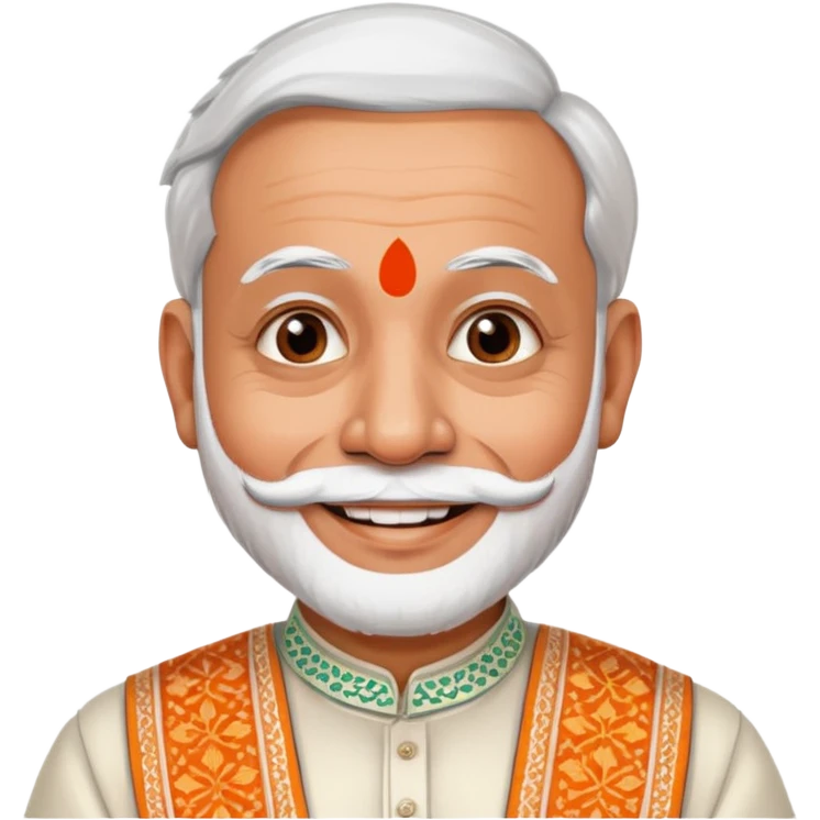 prime minister modi as a friendly emoji, traditional Indian attire emoji