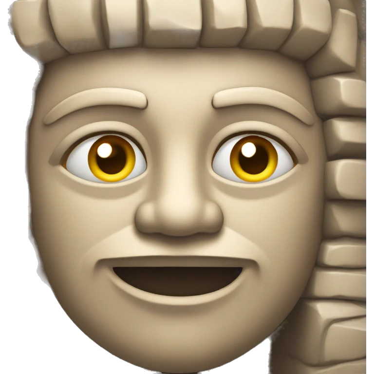 escultura de piedra de la cultura inca con cara feliz emoji