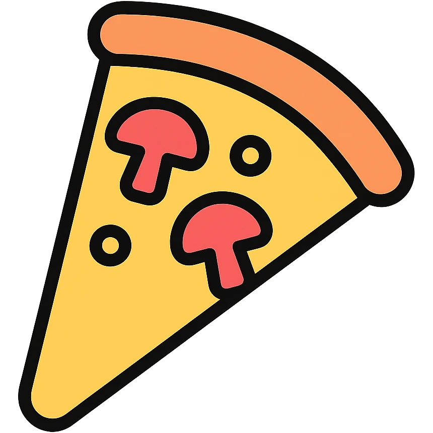 pizza slice with mushrooms color outline icon emoji
