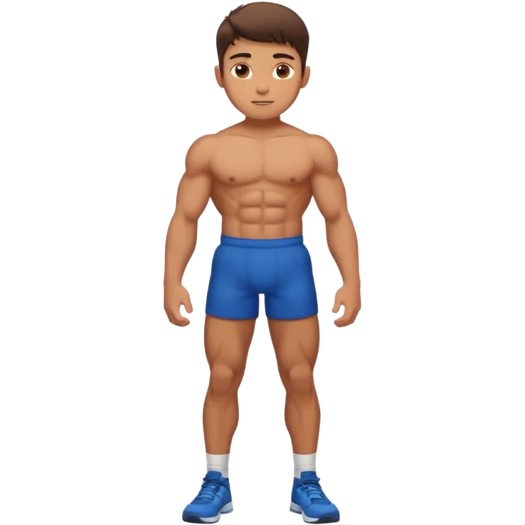 Younger boy buff leg emoji