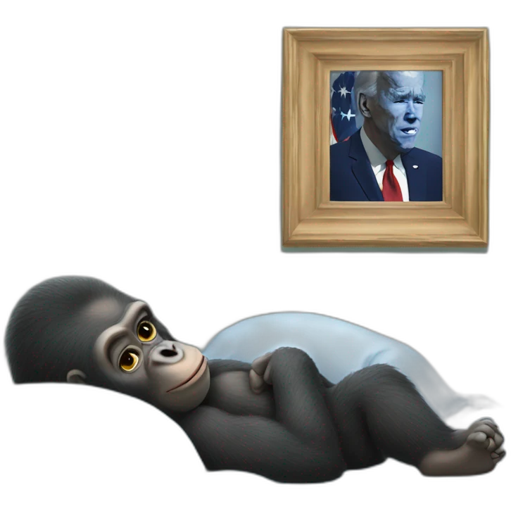 Gorilla watching Joe Biden as he sleeps emoji