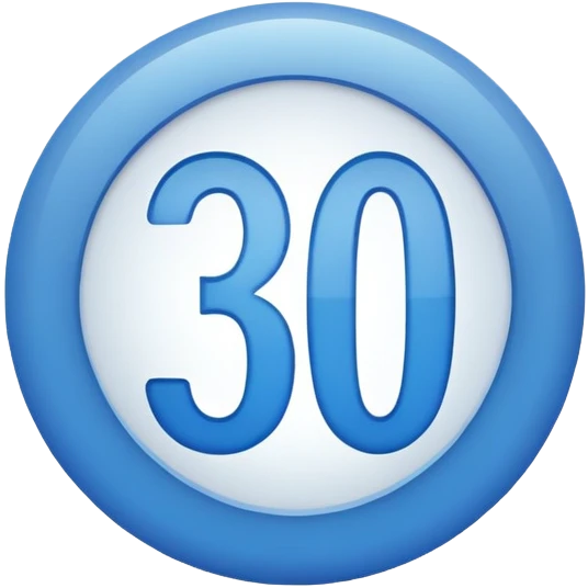 Blue circle with 30 in the center  emoji