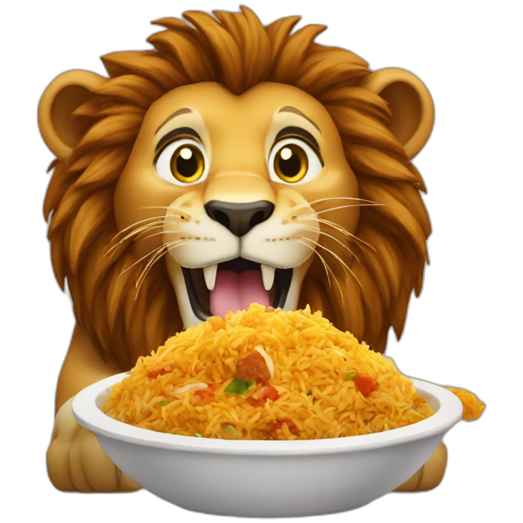 Lion cube eating biryani  emoji