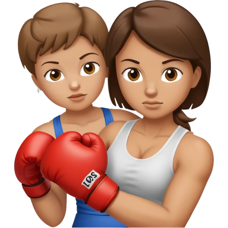 Light brunette fit mom boxing with baby boy emoji