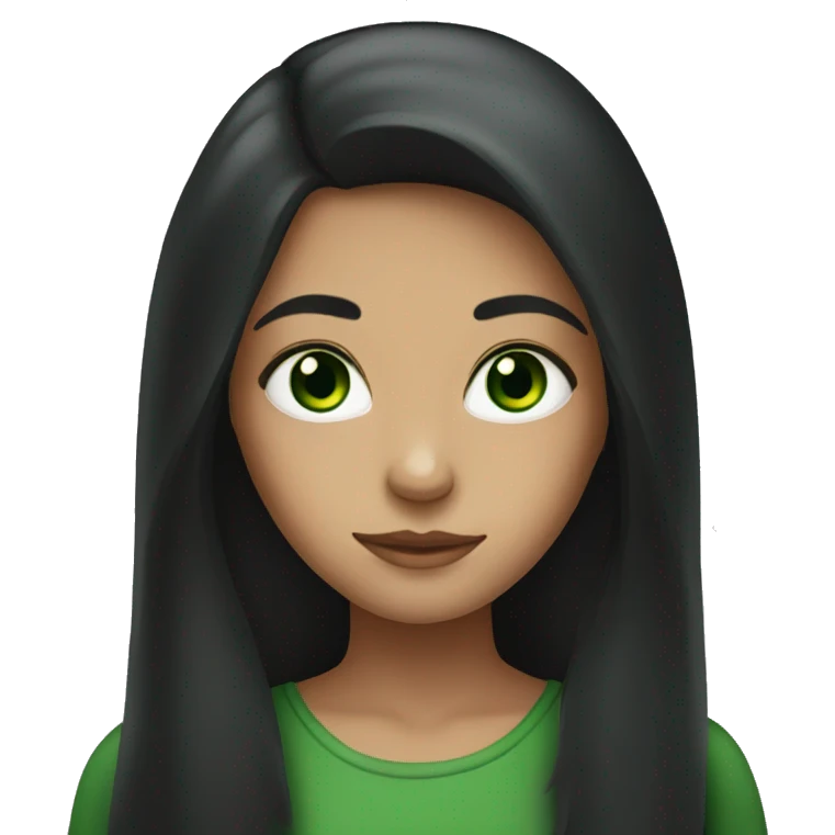 dark long haired girl with green eyes emoji