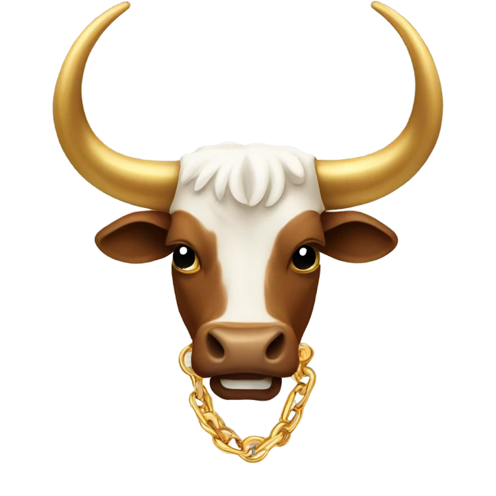 Longhorn bull with gold chain and gold teeth  emoji
