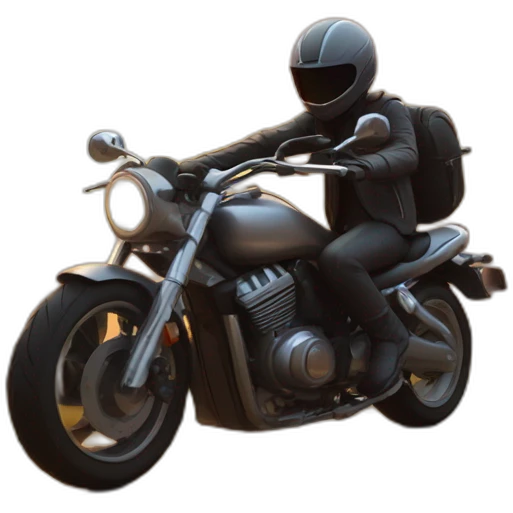 Biker riding a motorbike on a long road into the sundown emoji