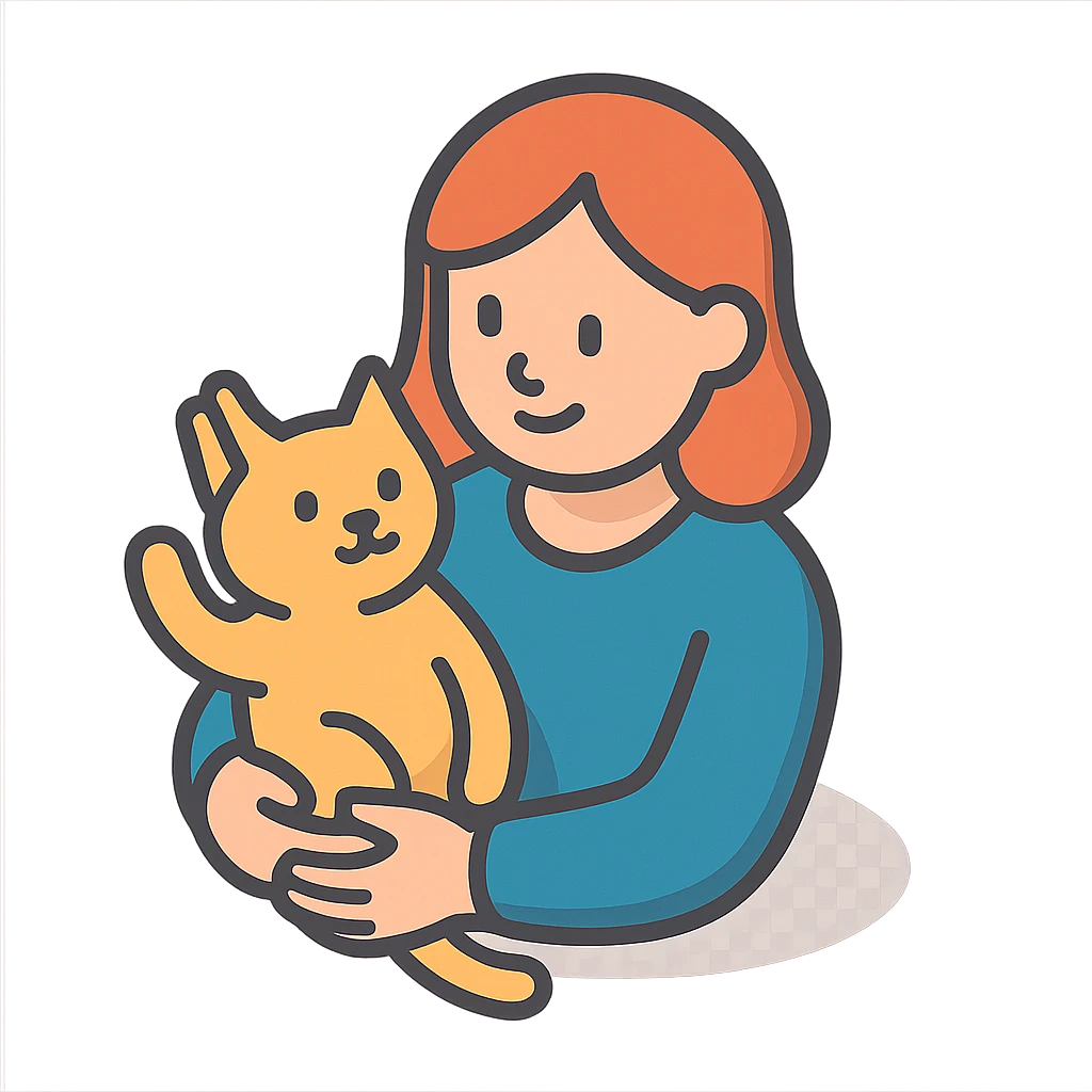 женщина с кошкой - кошка машет лапой emoji