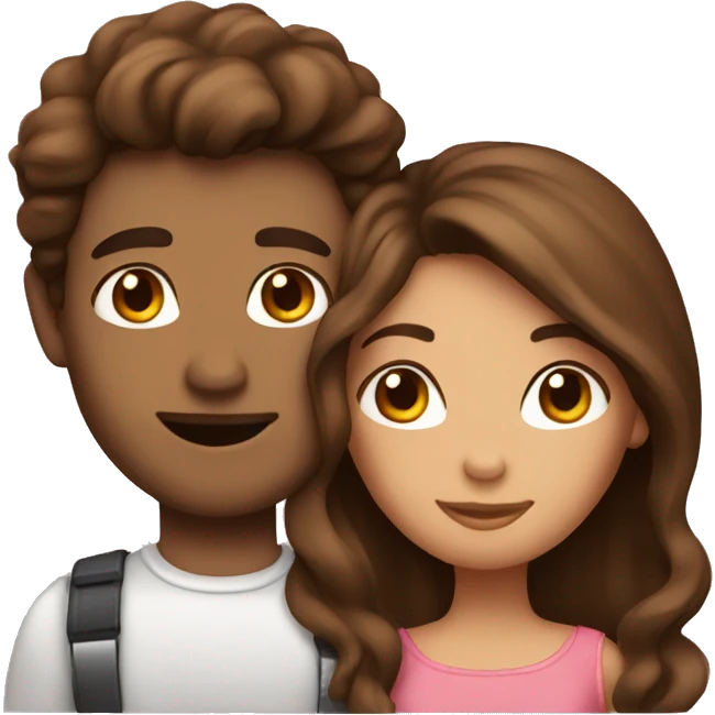 Brown hair couple in love  emoji