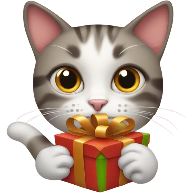 cat holding a gift emoji