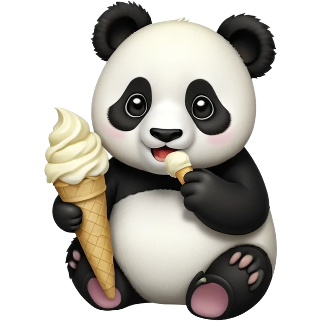 Panda eating ice cream emoji