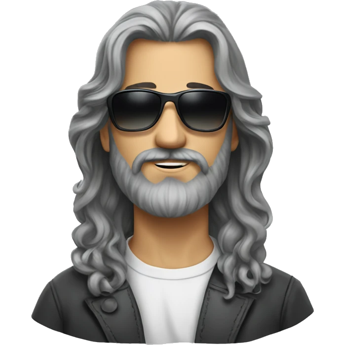 gray b Long  hair, male, beard,sunglasses art teacerack emoji