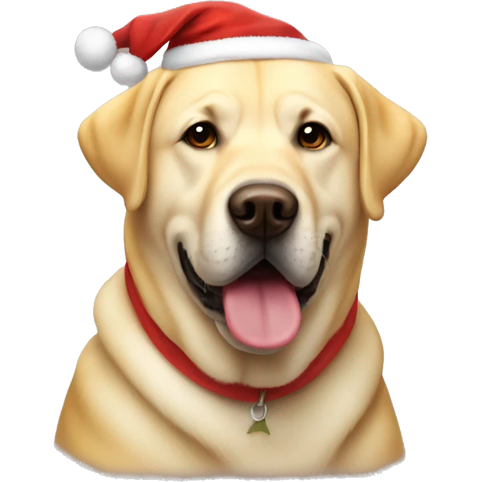 Fat Yellow lab with Santa hat  emoji