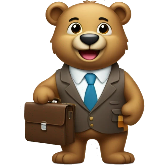 Happy Bear with briefcase and tie emoji