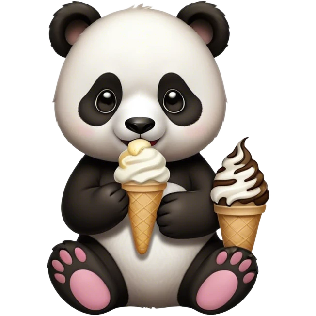 Panda eating ice cream emoji