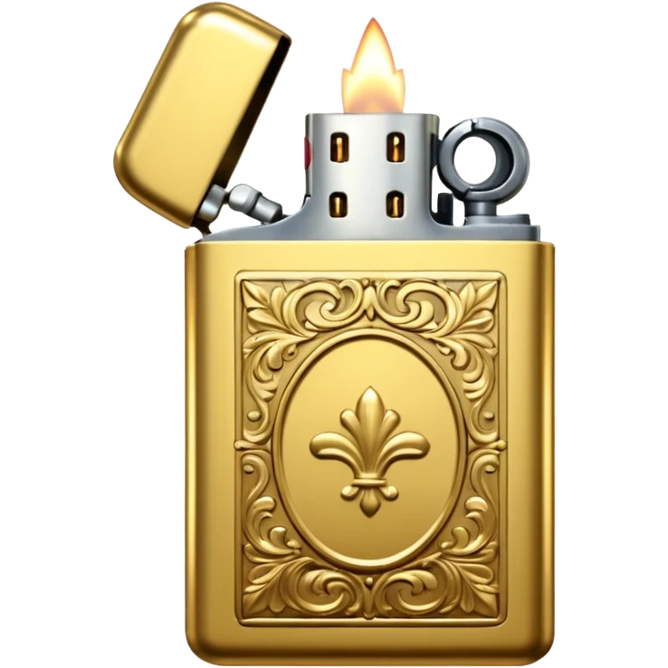 Vintage gold lighter from the Lighter and Princess drama, cinematic lighting, hyper-realistic emoji