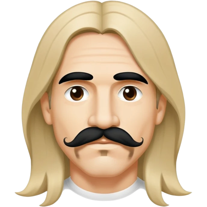 face of a rock singer with signature mustache and long hair, inspired by Anthony Kiedis emoji