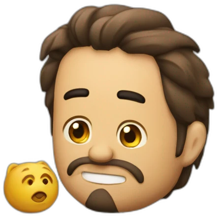 Payasito q salta alegre pero triste acompañado de un león emoji