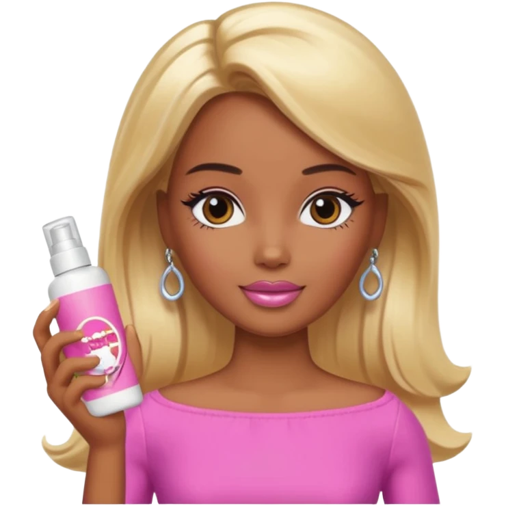 Brown skin blonde hair Barbie with skincare  emoji