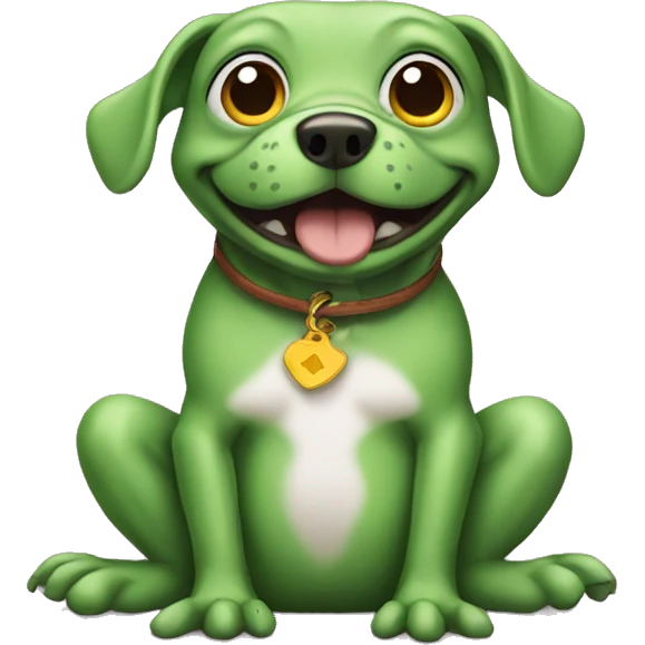 Dog sitting on frog emoji
