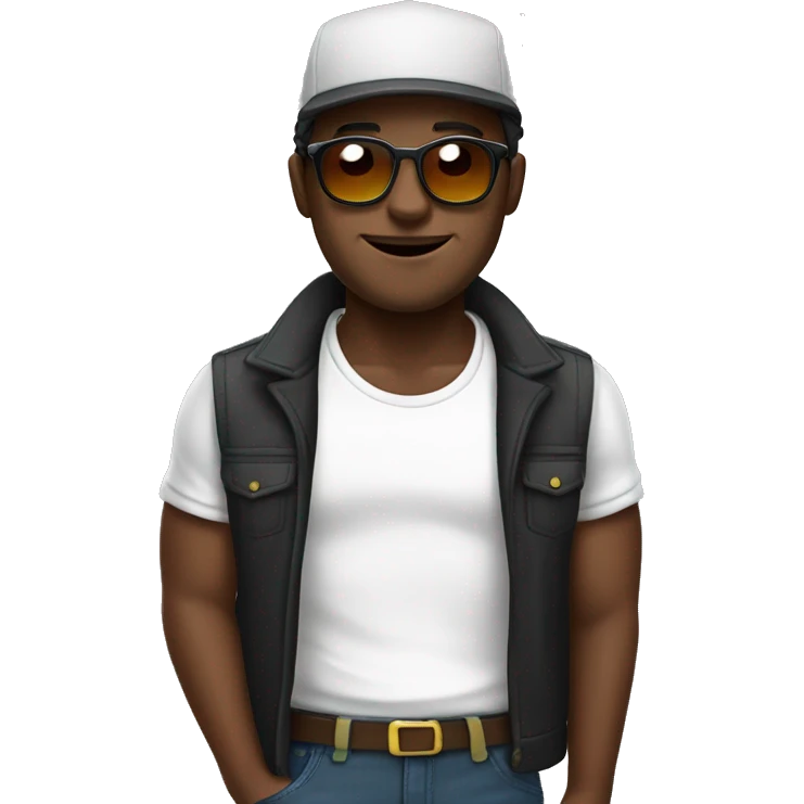 Negro con gafas de sol y gorra emoji