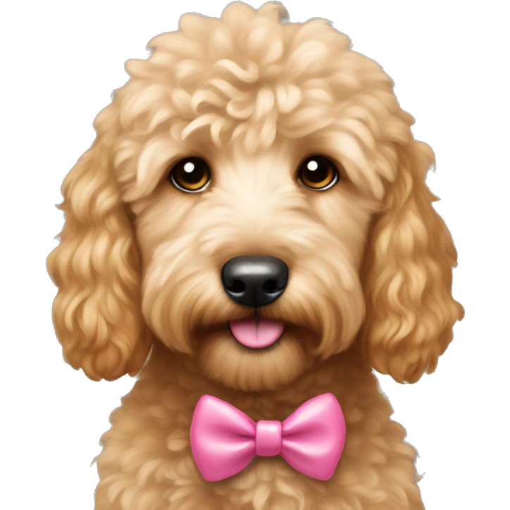 mini-goldendoodle with tiny pink bow on forehead  emoji
