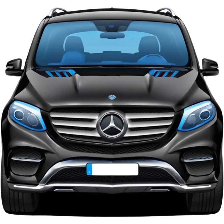 black Mercedes GLE SUV in pure side view, only the side visible, cute compact proportions, glossy black paint, blue-tinted windows, rounded and soft features emoji