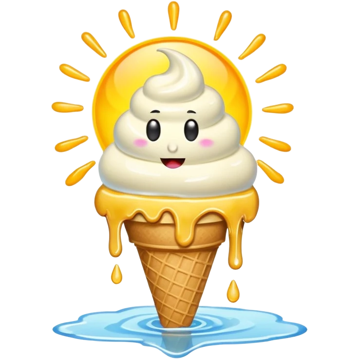 An ice cream on the sea with the sun above emoji