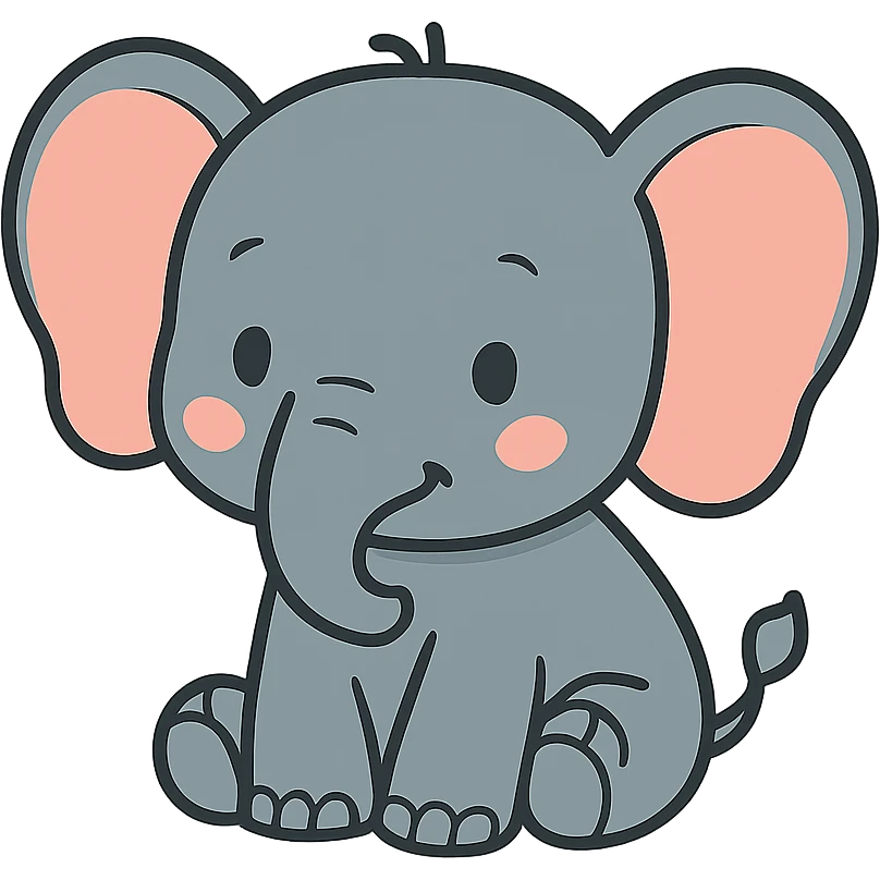 flat toon baby elephant emoji