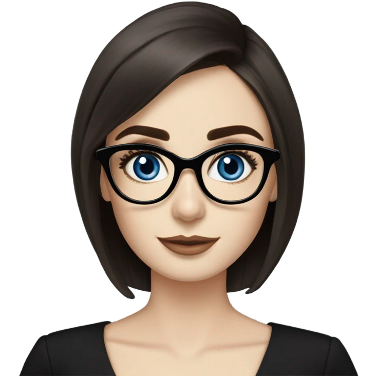 Lily collins blue eyes wearing glasses in a business meeting black dress emoji