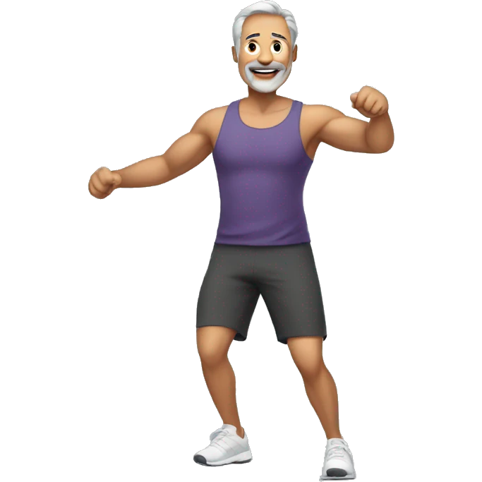 middle aged man excersising emoji