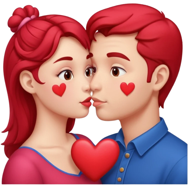 a man and a woman kissing with hearts emoji