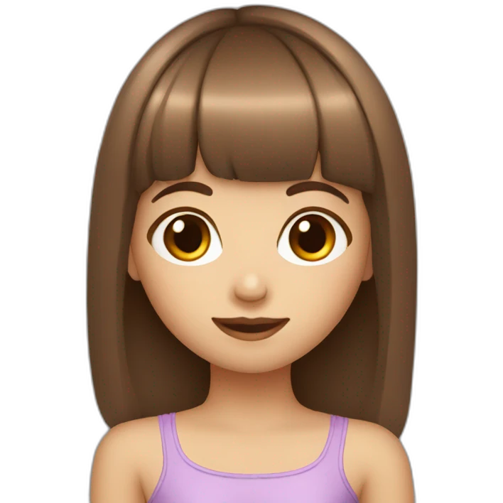 cute brown hair girl with bang emoji
