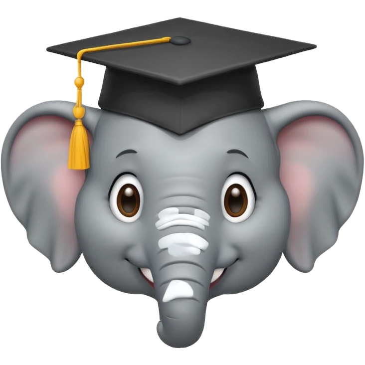 happy elephint wearing a graduation cap emoji