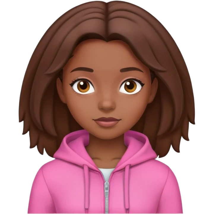 Black girl wearing pink with brown hair emoji