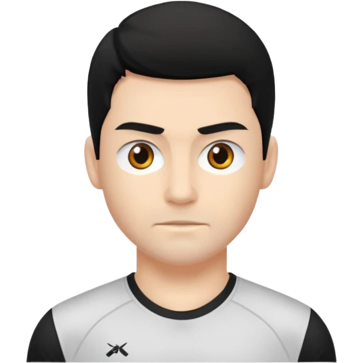 mach mir einen aus dem gym mit schwarzen haaren und sport tshirt. Einen durch trainerten mit kurzen schwarzen haaren und einem lächln emoji