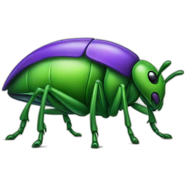green and purple bug emoji