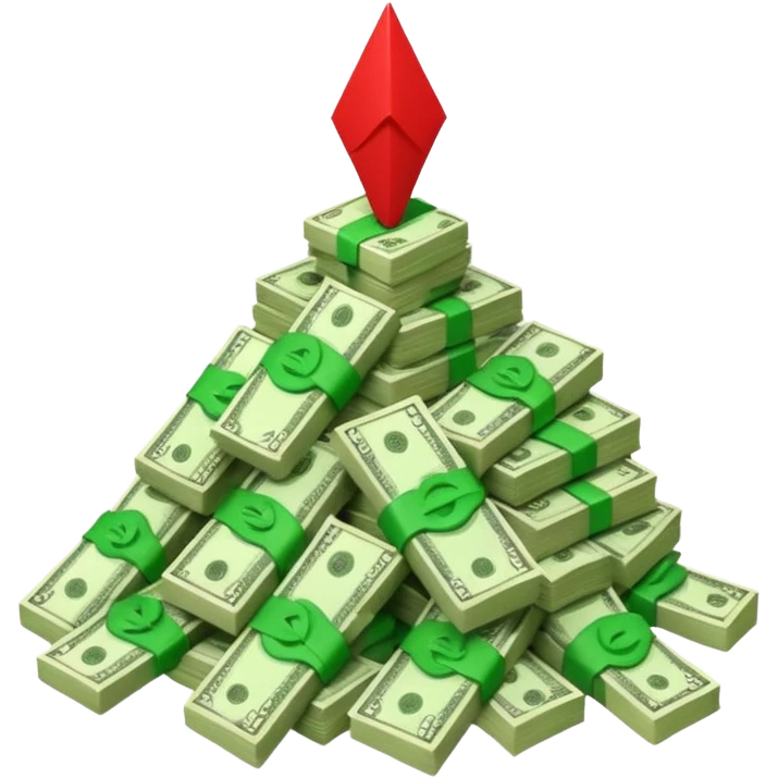 a pile of money with red arrow up emoji