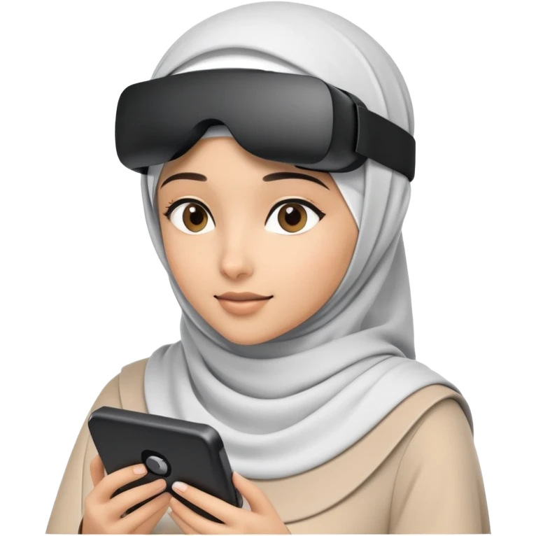 girl with hijab computer science engineer working with virtual reality metaverse technology emoji