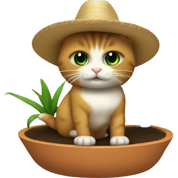 gato sombrero de planta emoji