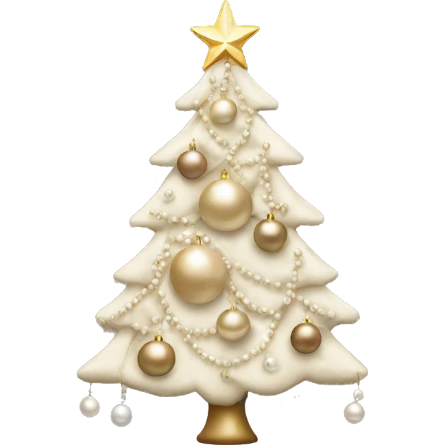 Christmas tree with beige and white ornaments and pearls emoji