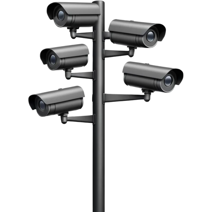 Multiple CCTV cameras on a pole in black  emoji