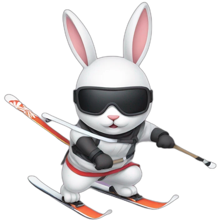 a ninja rabbit skiing emoji