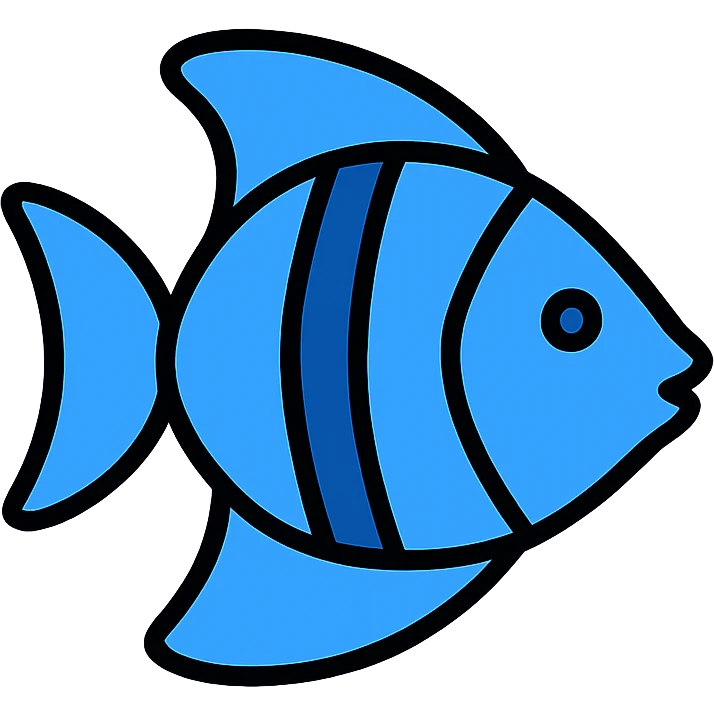 flat icon of a blue tropical fish, minimal color, no gradients emoji