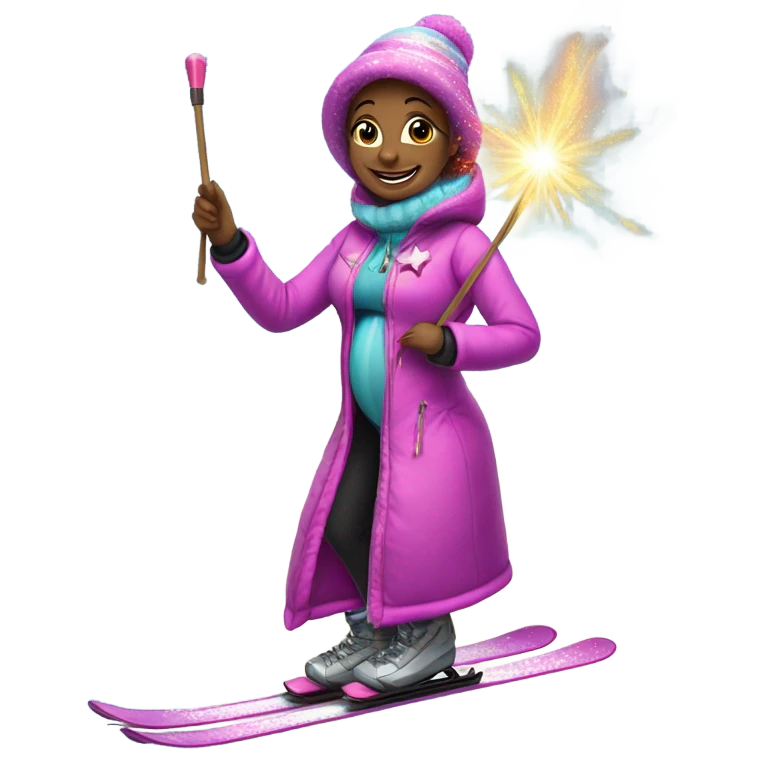 Pregnant skiing magician  emoji