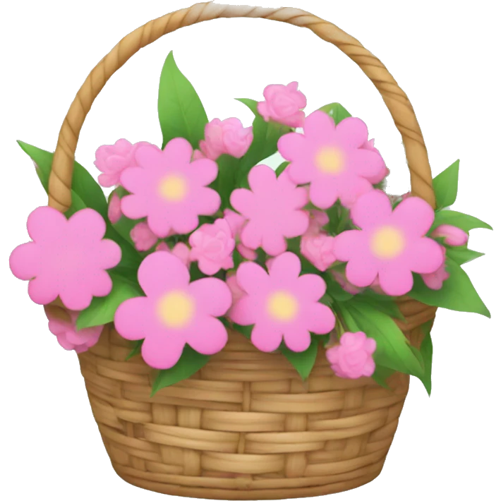 Pink basket of flowers emoji