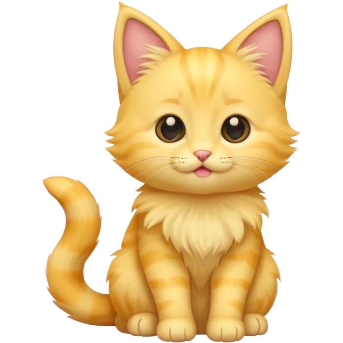 A cute cartoon yellow kitten sitting and wagging its tail and animated and mover. emoji