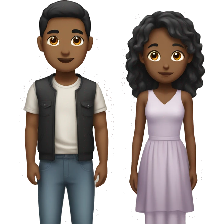Black girl and Asian Boy  emoji